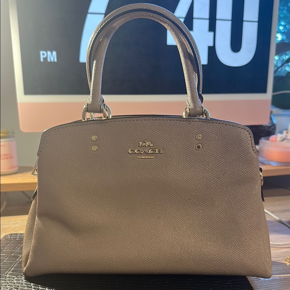 Coach Tan Leather Top handle Handbag w long leather straps